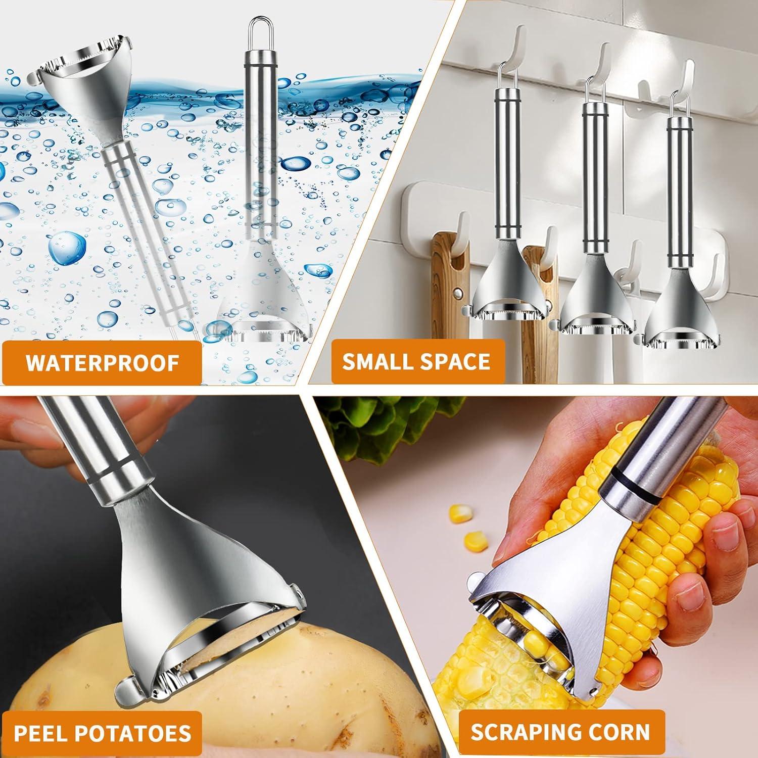 4 Peladores de Maíz BAEONY Acero Inoxidable Ergonómico