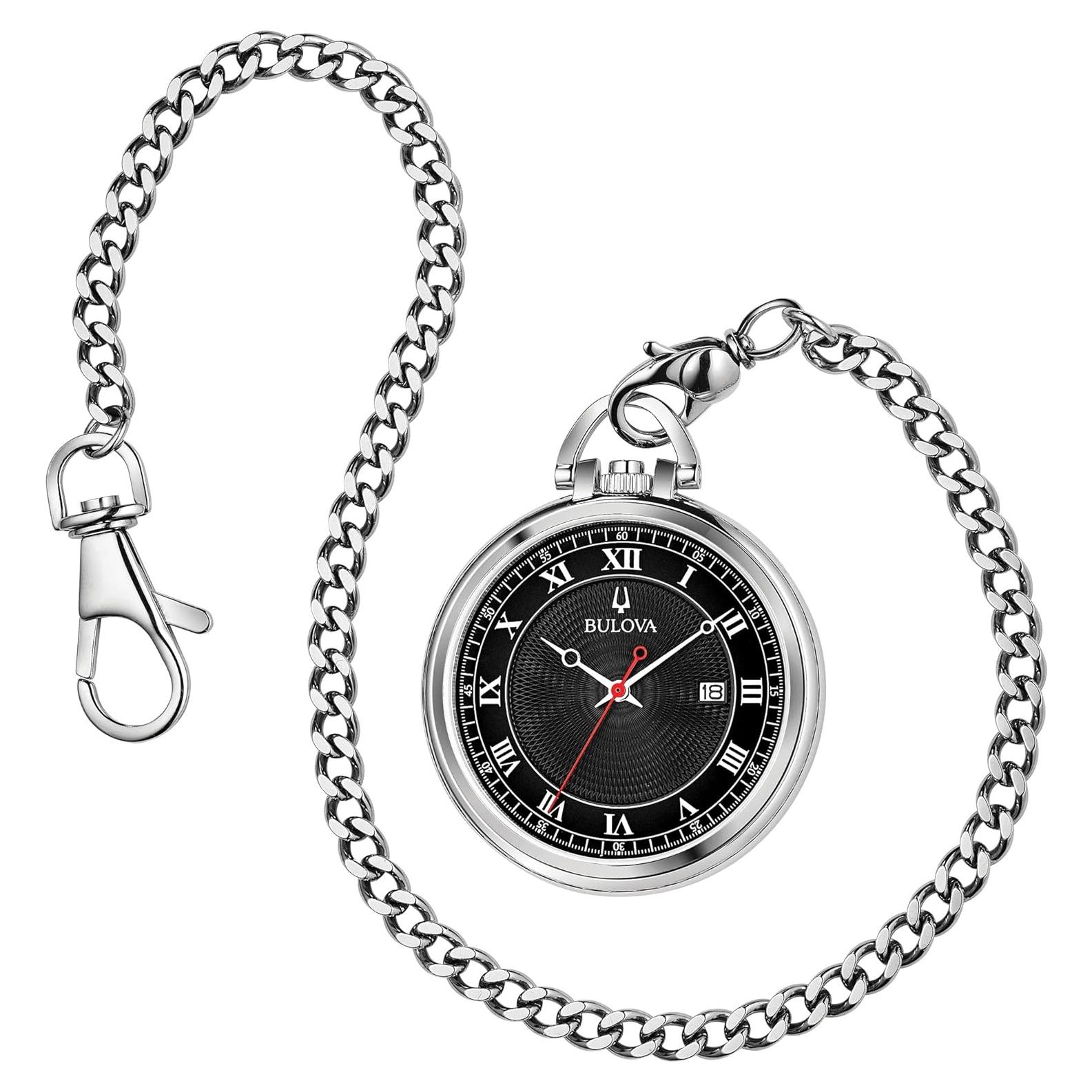 Reloj de bolsillo Bulova 96B308 acero inoxidable 3 manecillas