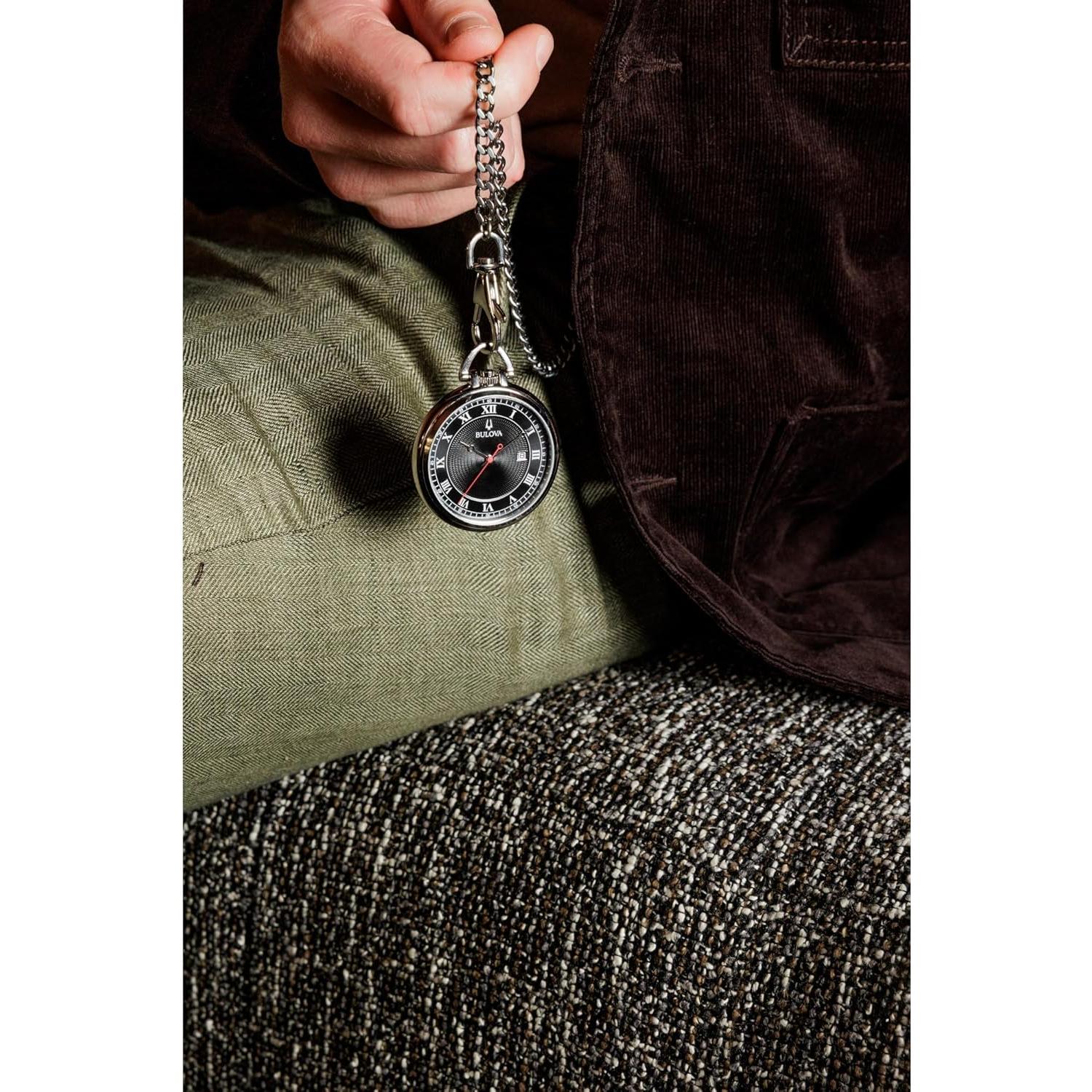 Reloj de bolsillo Bulova 96B308 acero inoxidable 3 manecillas