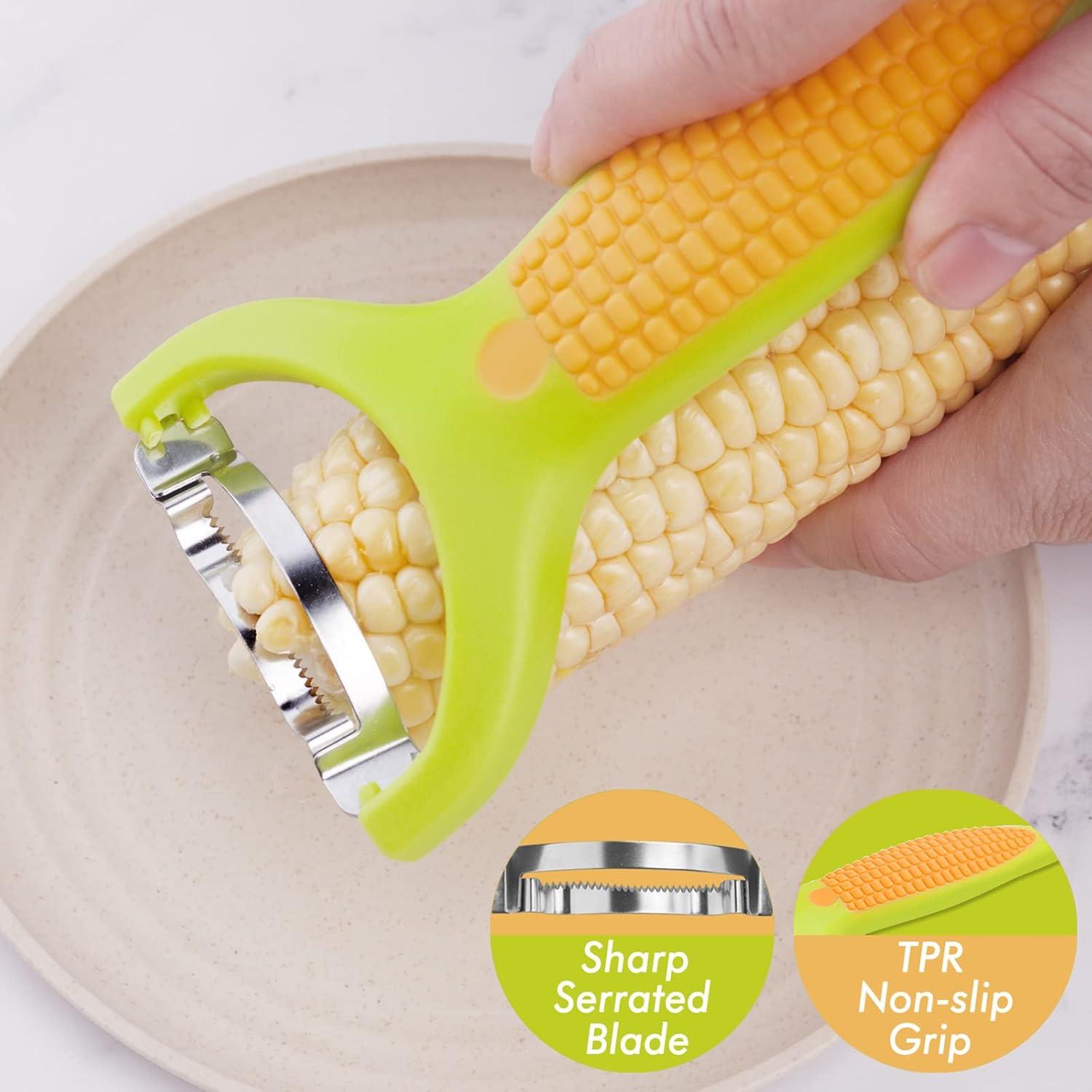 Corn Peeler, Professional Household Corn Peeler tool, Corn Stripper Tool with Ergonomic Non-Slip Handle, Stainless Steel Kitchen Tool, Good Durable Kitchen Gadgets, Yellow