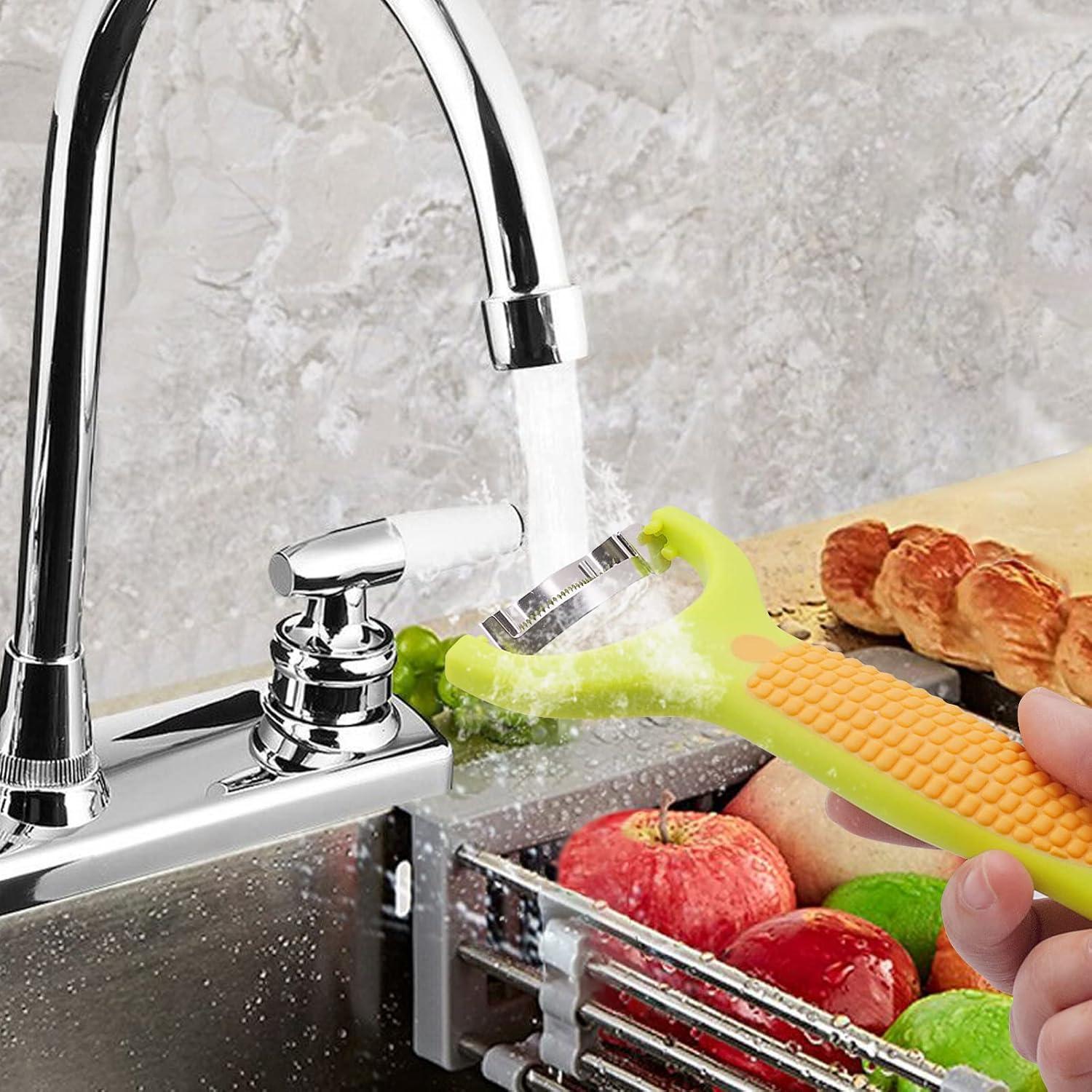 Corn Peeler, Professional Household Corn Peeler tool, Corn Stripper Tool with Ergonomic Non-Slip Handle, Stainless Steel Kitchen Tool, Good Durable Kitchen Gadgets, Yellow