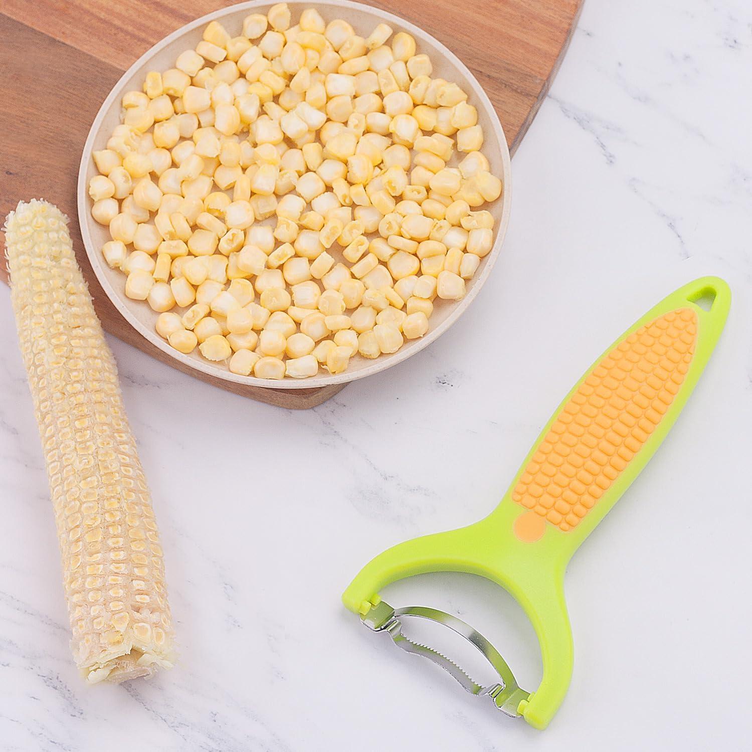 Corn Peeler, Professional Household Corn Peeler tool, Corn Stripper Tool with Ergonomic Non-Slip Handle, Stainless Steel Kitchen Tool, Good Durable Kitchen Gadgets, Yellow