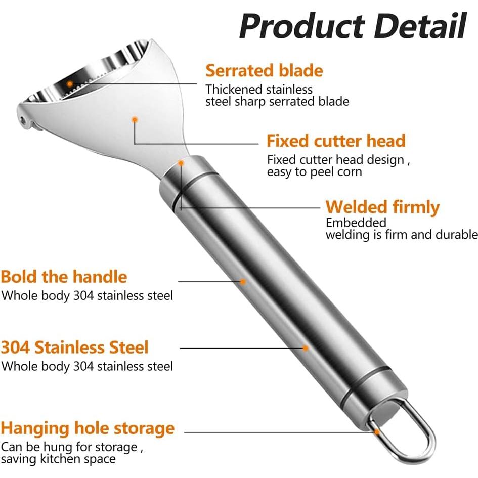 Pelador de Maíz Abnaok Acero Inoxidable Ergonómico 2 Piezas