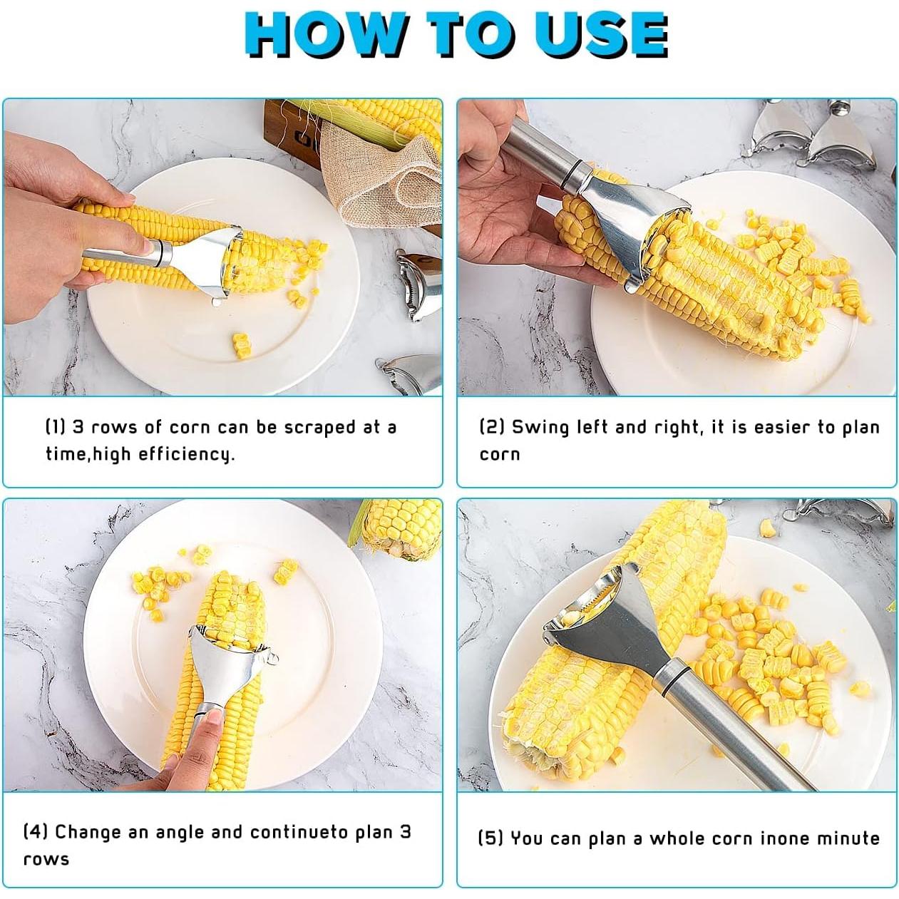 Pelador de Maíz WXJ13 - Acero Inoxidable, 3 Piezas