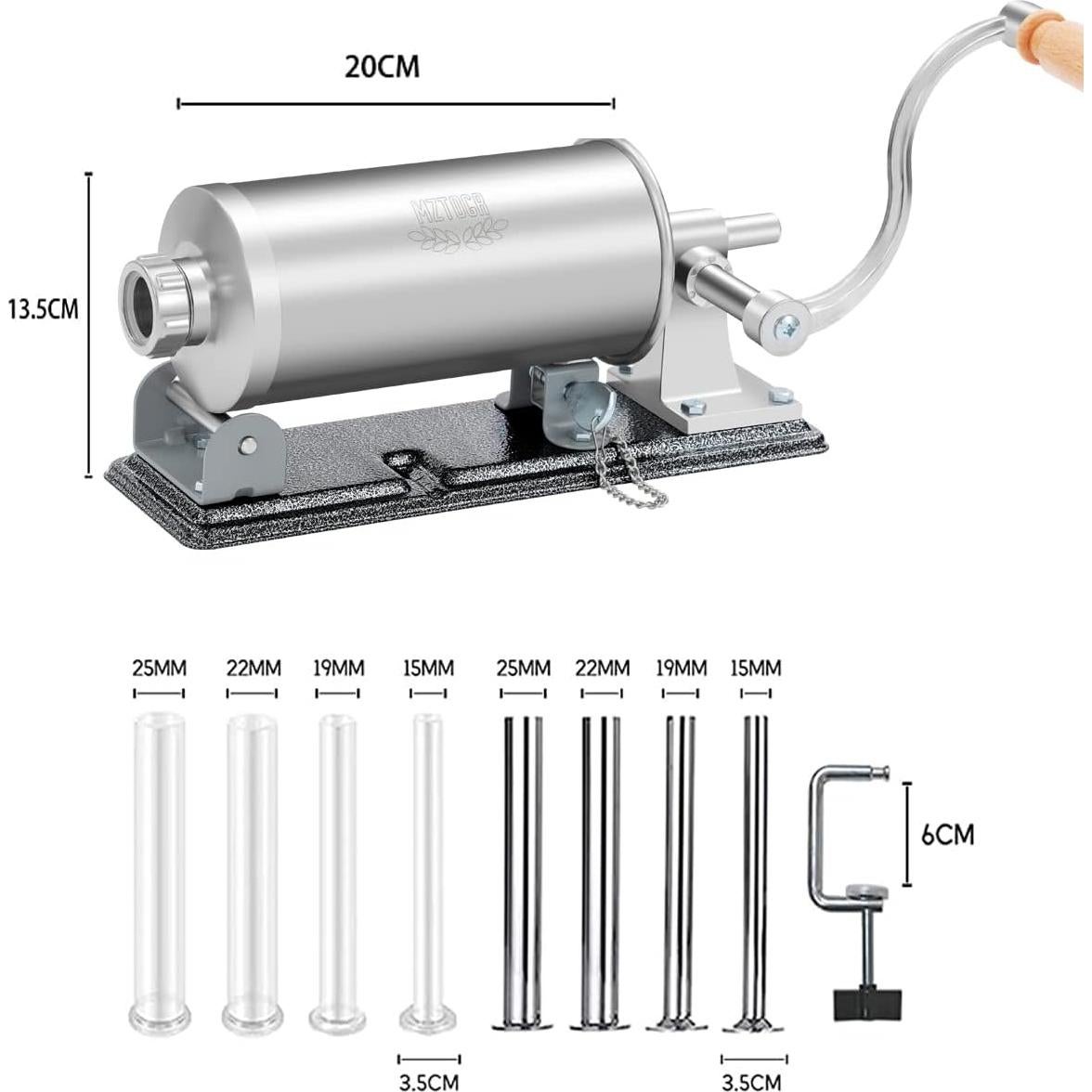 Rellenador de Salchichas MZTOGR Horizontal Acero Inoxidable 1.13 kg