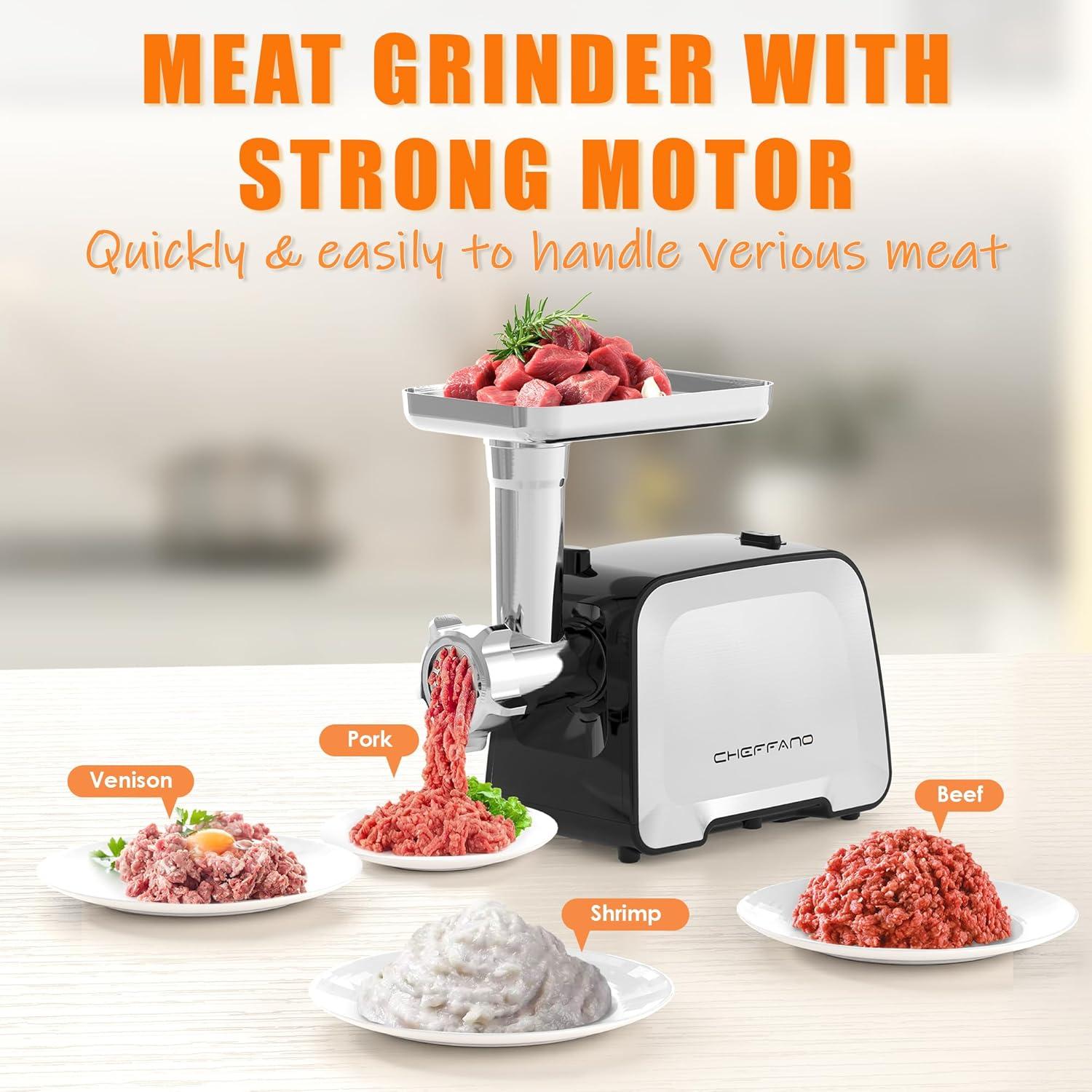 Picadora de Carne Eléctrica CHEFFANO Life 2000W con Accesorios