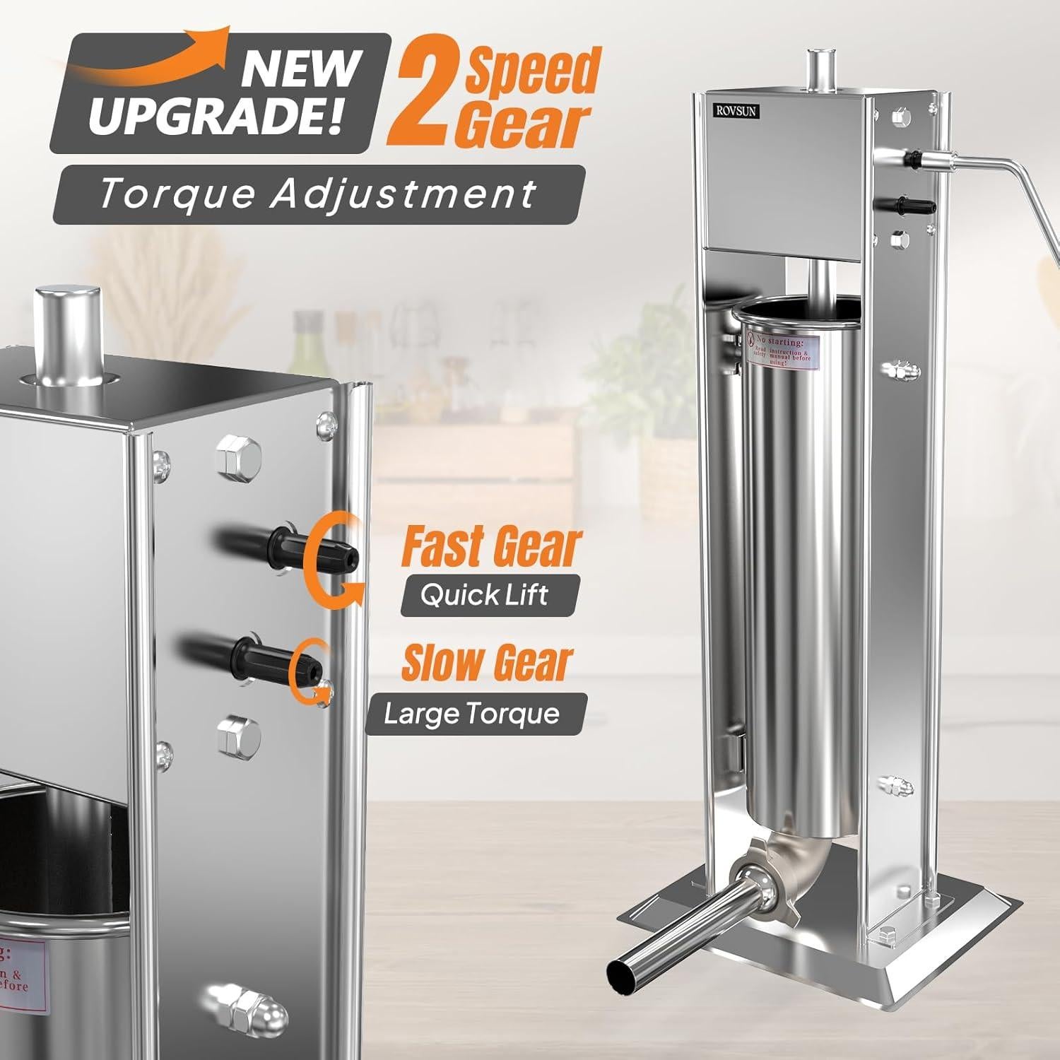 Embutidora Manual ROVSUN 3L Acero Inoxidable 2 Velocidades