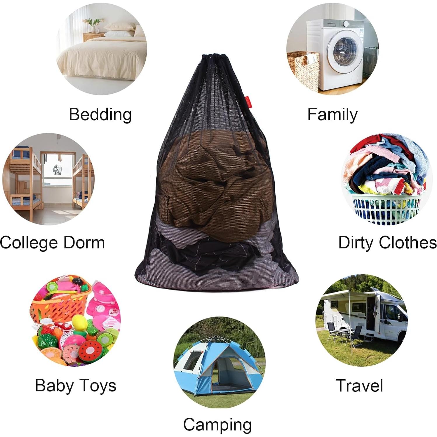 Bolsa de lavandería malla DuomiW 2 unidades 61x91 cm negra