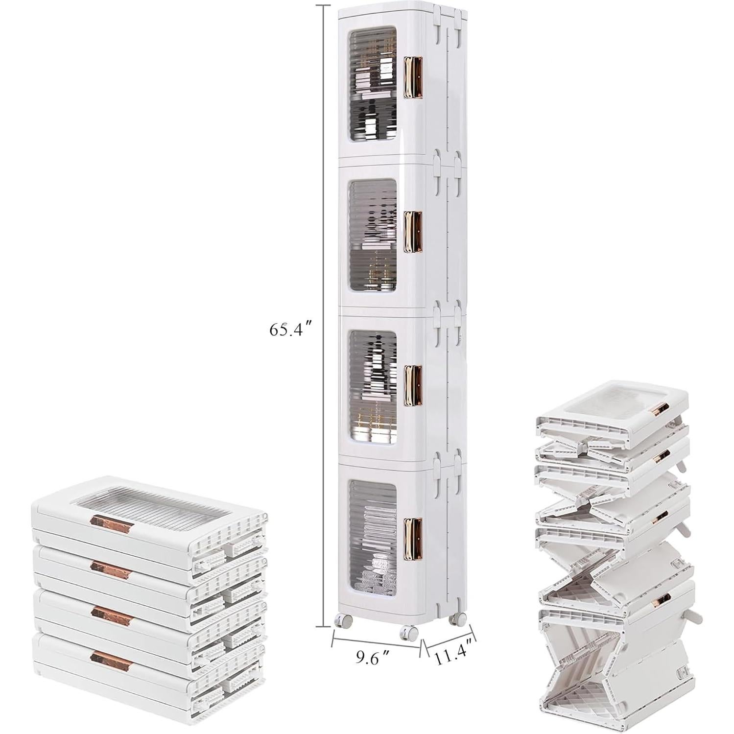 Armario de Almacenamiento VECELO Blanco 4 Niveles Ajustable