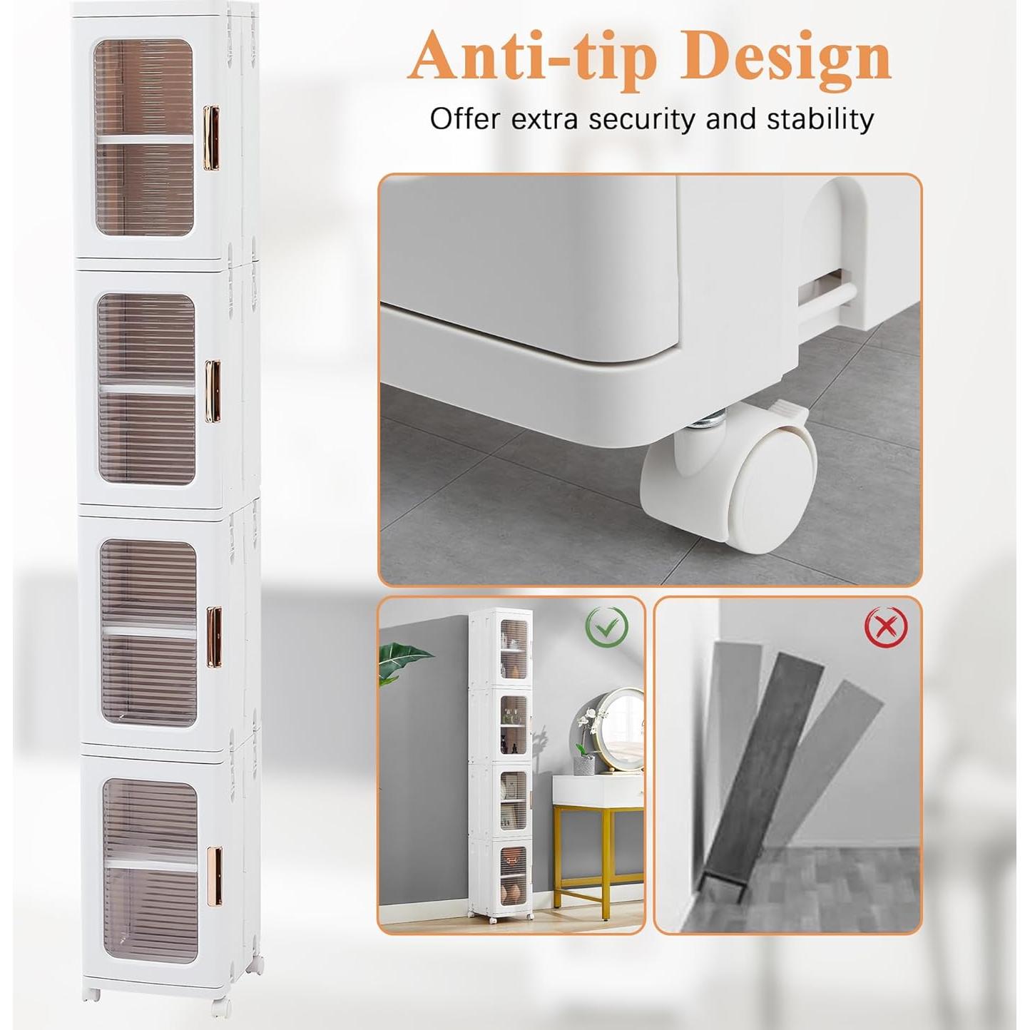 Armario de Almacenamiento VECELO Blanco 4 Niveles Ajustable