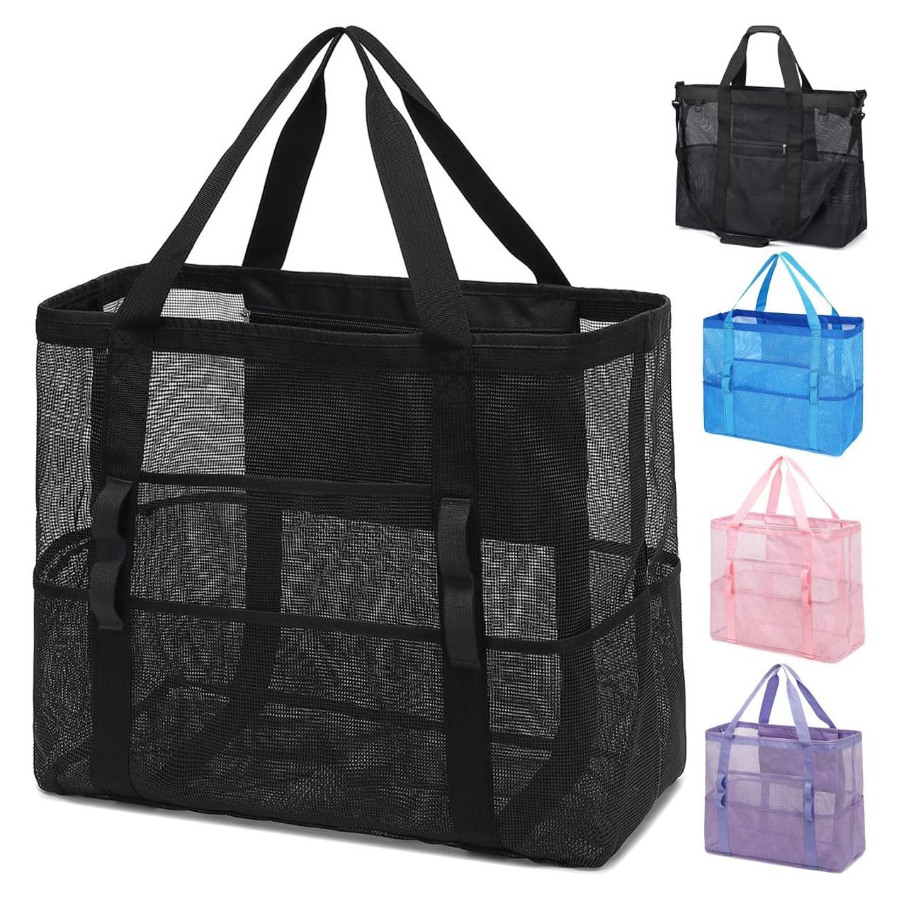 Bolsa de Playa Grande de Malla Jingweichuangke - Negro