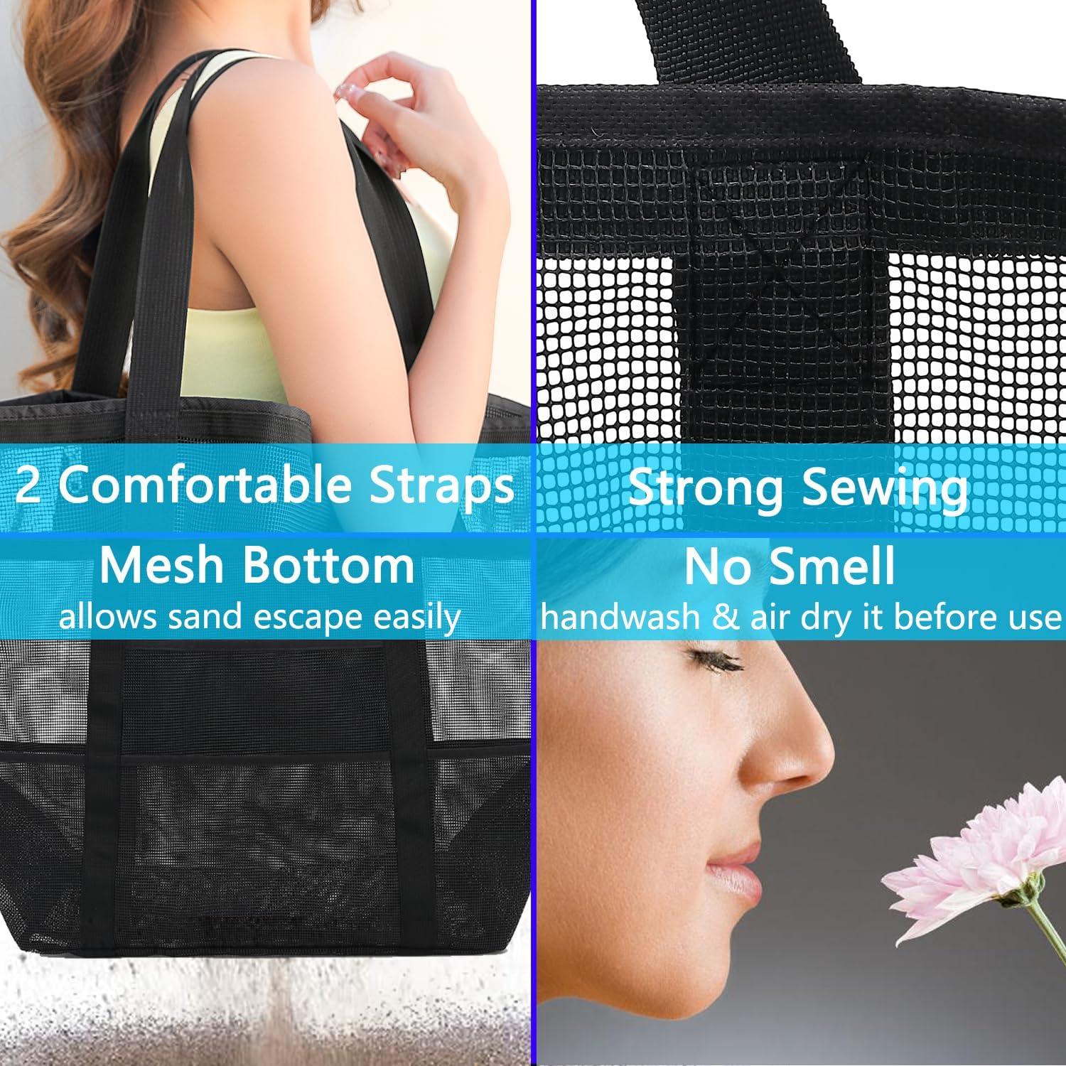 Bolsa de Playa Grande de Malla Jingweichuangke - Negro