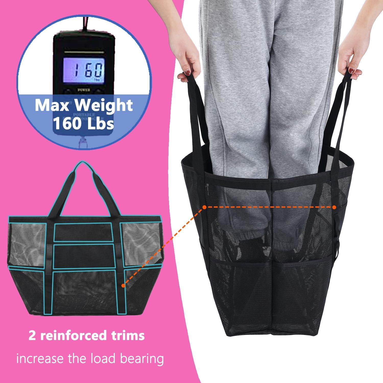 Bolsa de Playa Grande de Malla Jingweichuangke - Negro