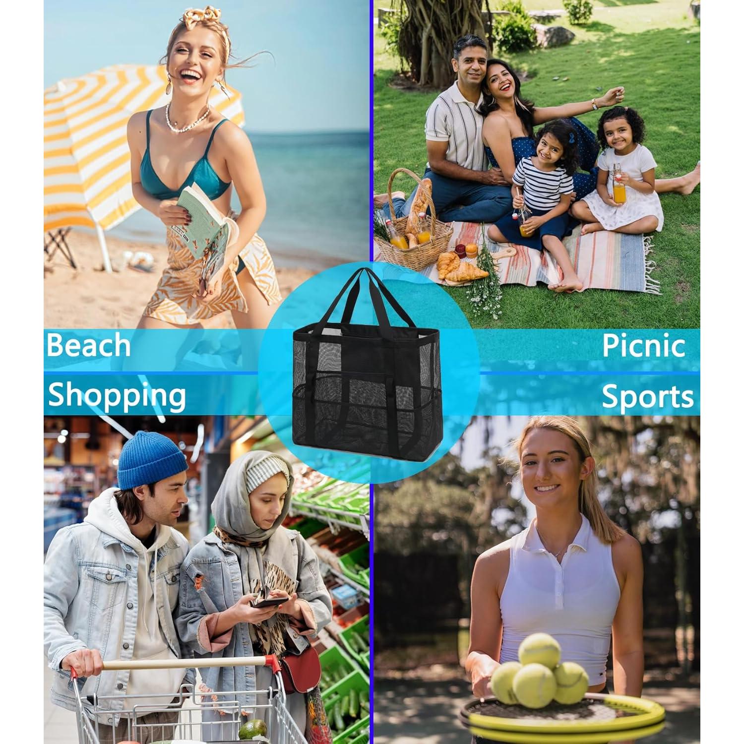 Bolsa de Playa Grande de Malla Jingweichuangke - Negro