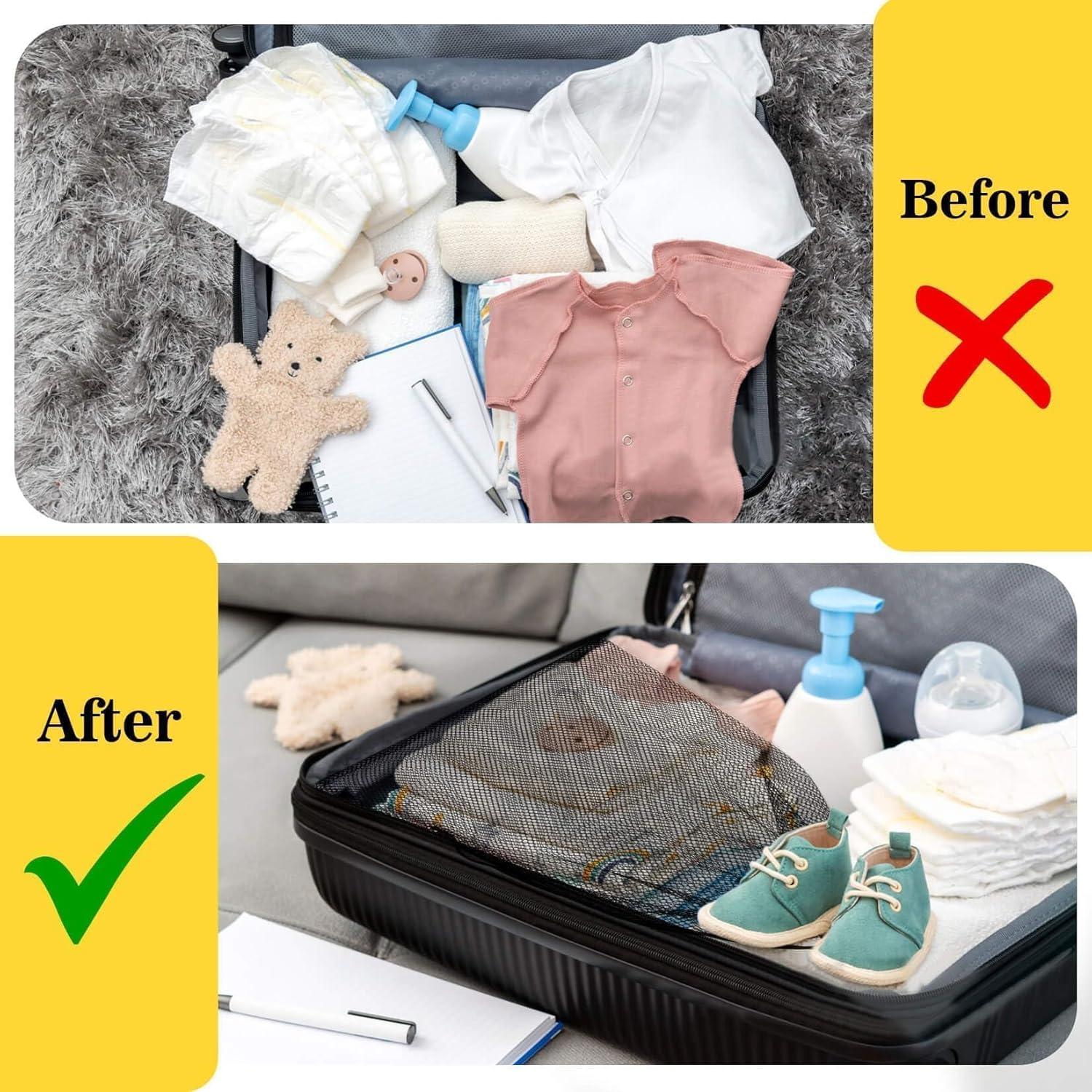 4PCS Bolsa de Malla MAQIHAN con Cierre de Cuerda 45x30cm