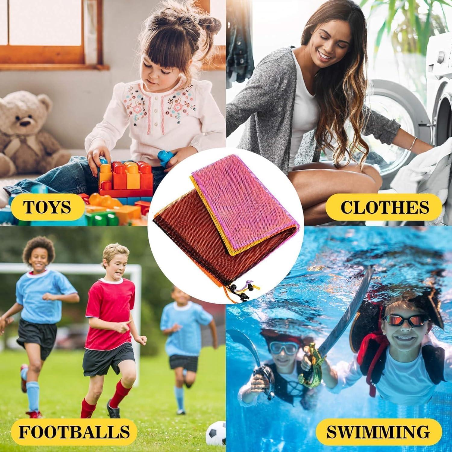 4PCS Bolsa de Malla MAQIHAN con Cierre de Cuerda 45x30cm