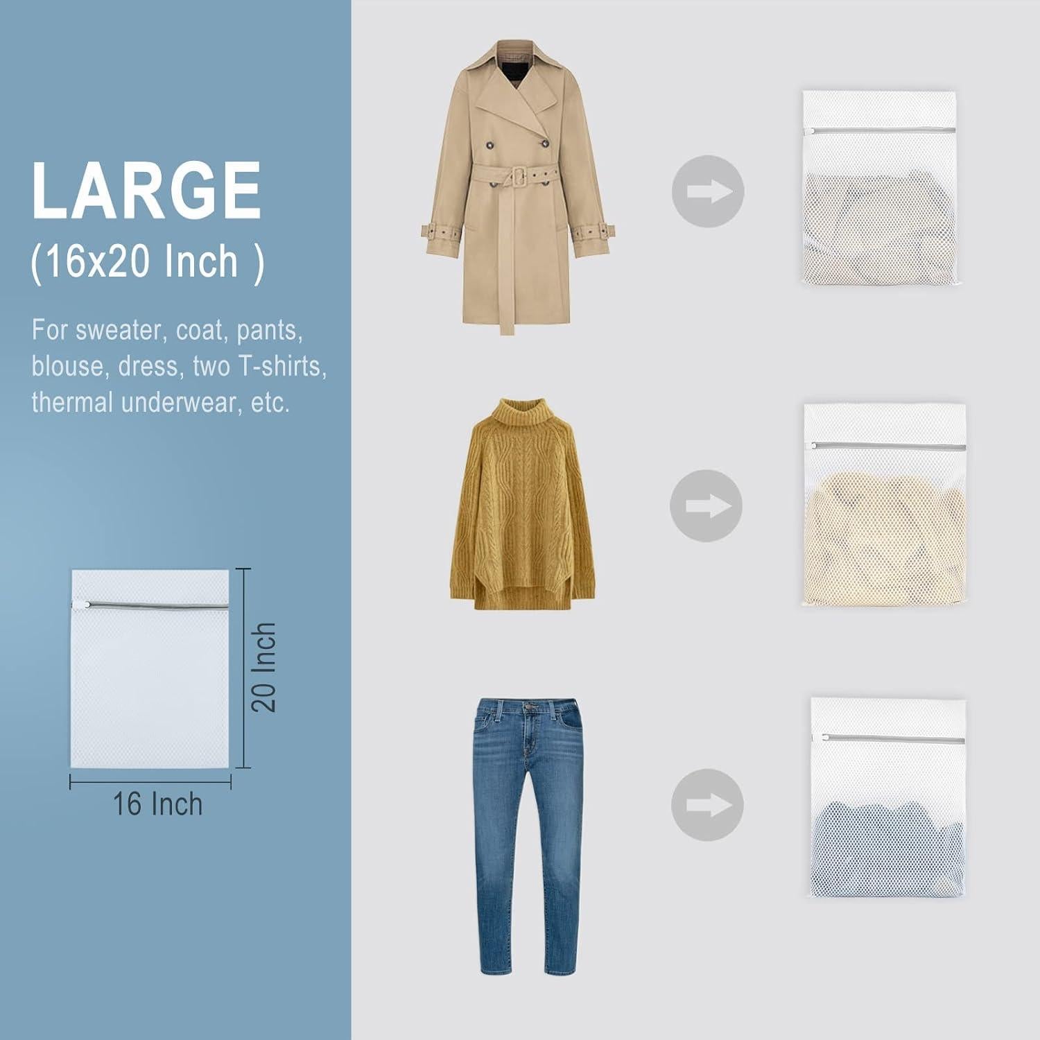 3 Bolsas de Lavandería Malla Panal Muchfun 40x50cm Duraderas