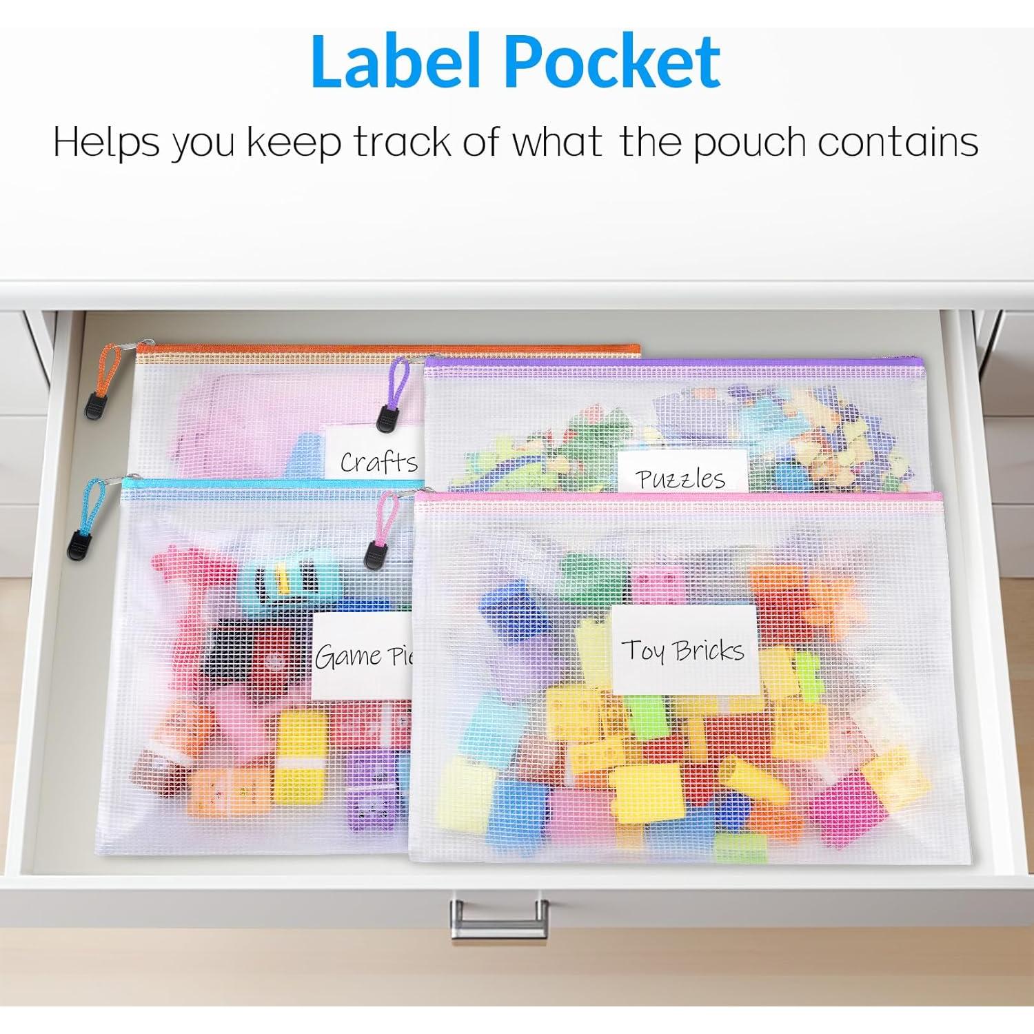 Bolsas de Cremallera de Malla Sooetz 20 Paquete A4 Multicolor