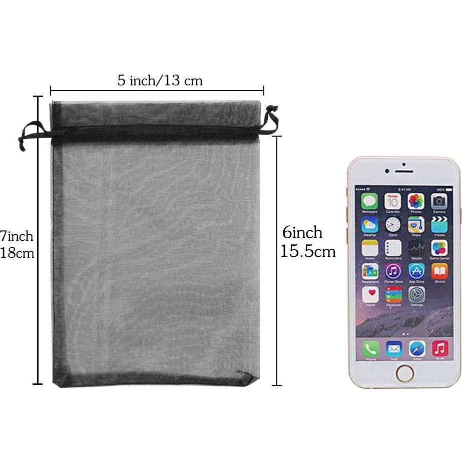 Bolsas de Organza Negras HRX 12,7x17,8 cm 100pcs para Regalos