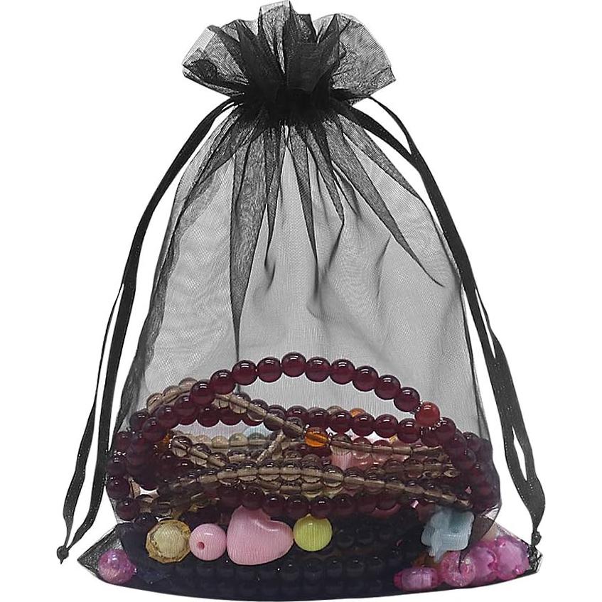 Bolsas de Organza Negras HRX 12,7x17,8 cm 100pcs para Regalos