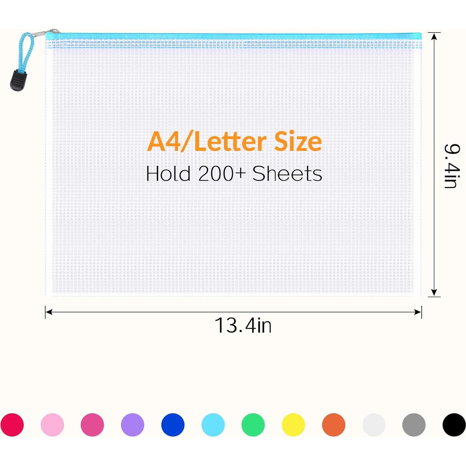 Bolsas de Malla con Cremallera SooEZ 24 Piezas A4 Multicolor