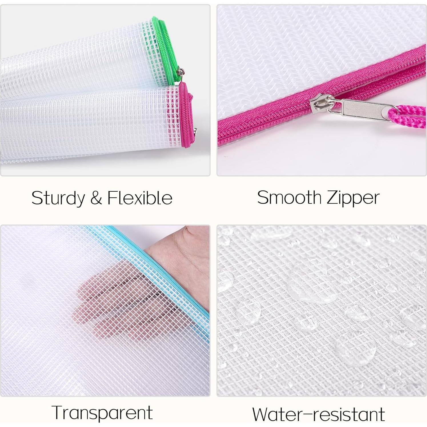 Bolsas de Malla con Cremallera SooEZ 24 Piezas A4 Multicolor