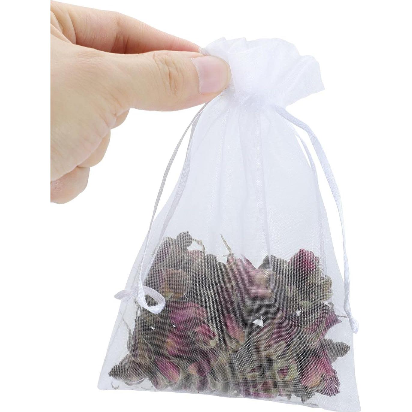 Kslong 100 Bolsas de Organza Transparentes 7.5x10 cm Blancas