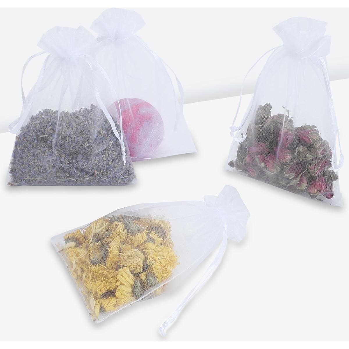 Kslong 100 Bolsas de Organza Transparentes 7.5x10 cm Blancas