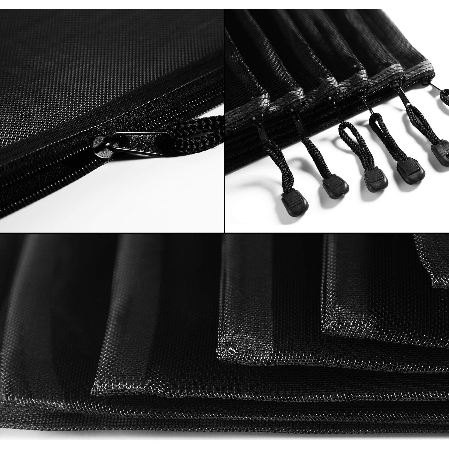 Outus 15 Bolsas de Malla con Cremallera Organizador Negro