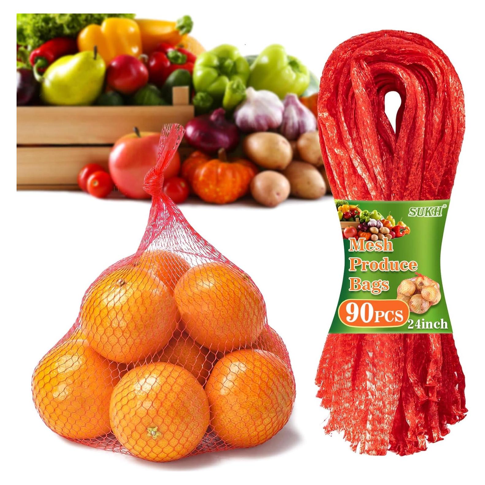 Sukh 90 Bolsas de Malla Reutilizables 60 cm Rojo
