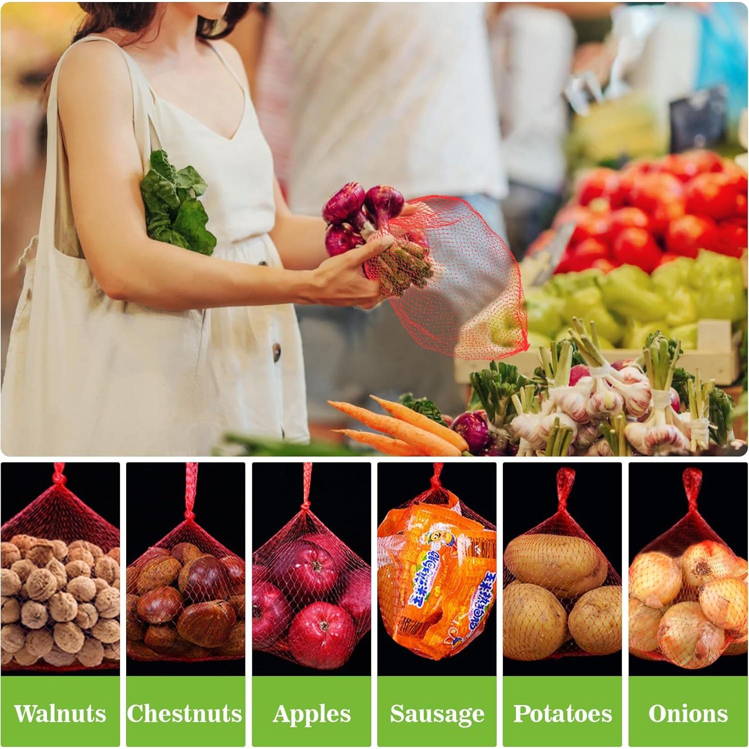 Sukh 90 Bolsas de Malla Reutilizables 60 cm Rojo