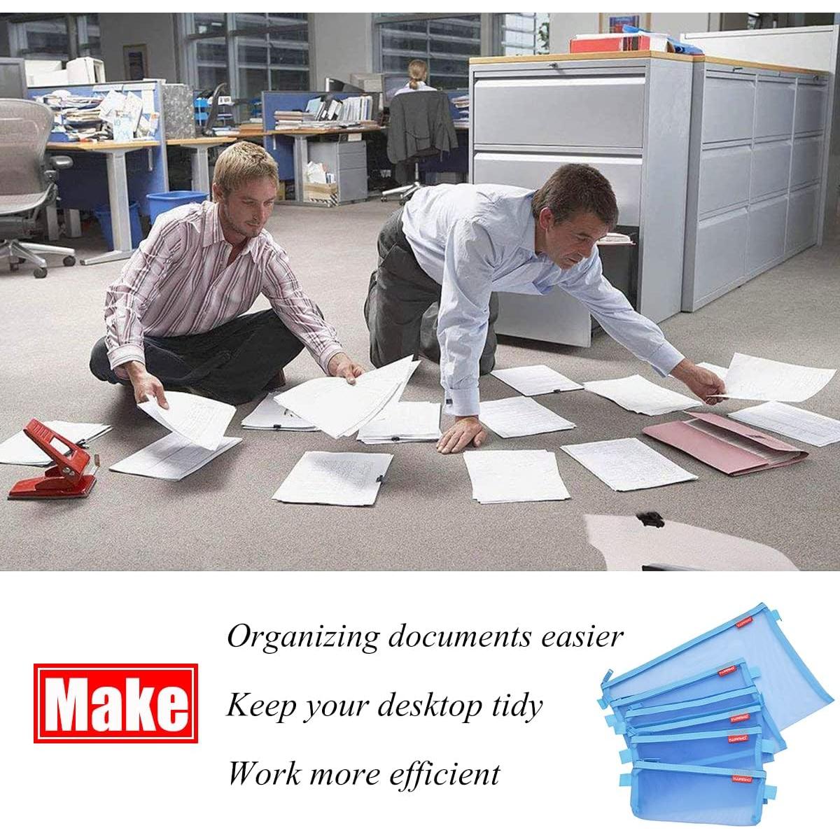 Bolsa de Malla con Cremallera Pendancy 5pcs Nylon Azul A4 A5 A6