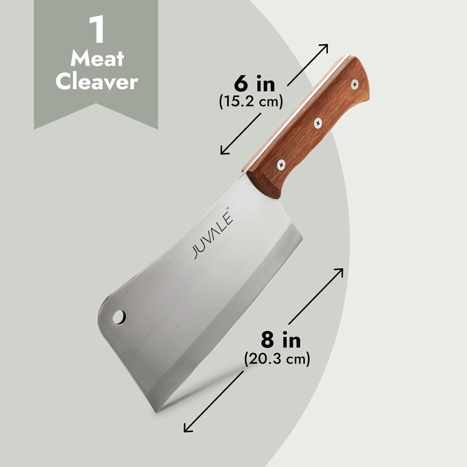 Cuchillo de Carnicero Juvale 20 cm Acero Inoxidable Mango Madera
