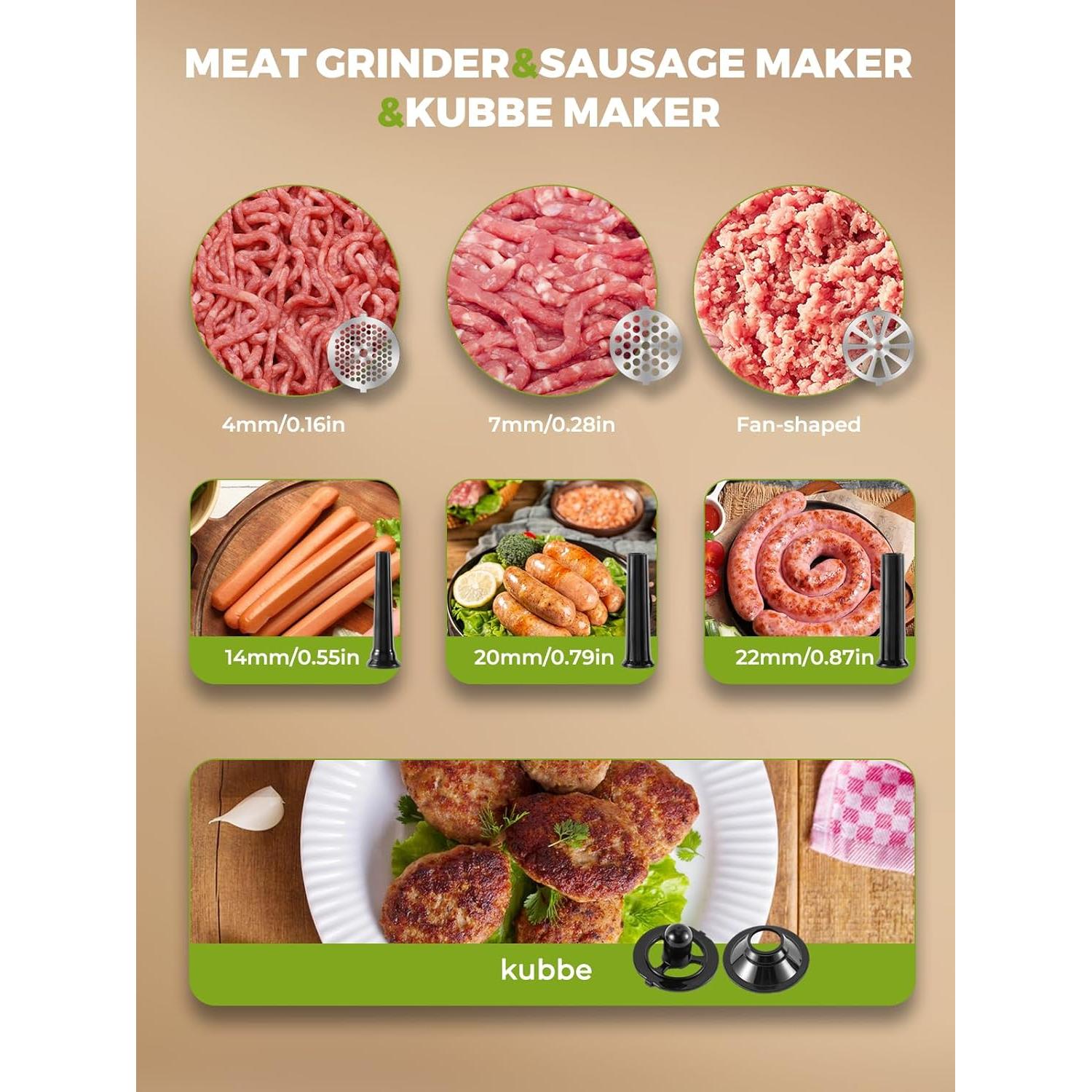 Picadora de Carne Eléctrica 3200W Flyseago 6 en 1 Multifuncional