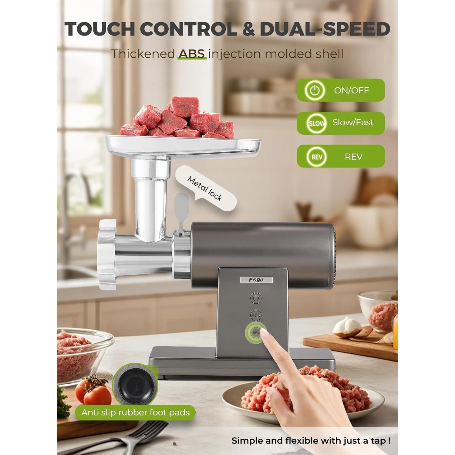 Picadora de Carne Eléctrica 3200W Flyseago 6 en 1 Multifuncional