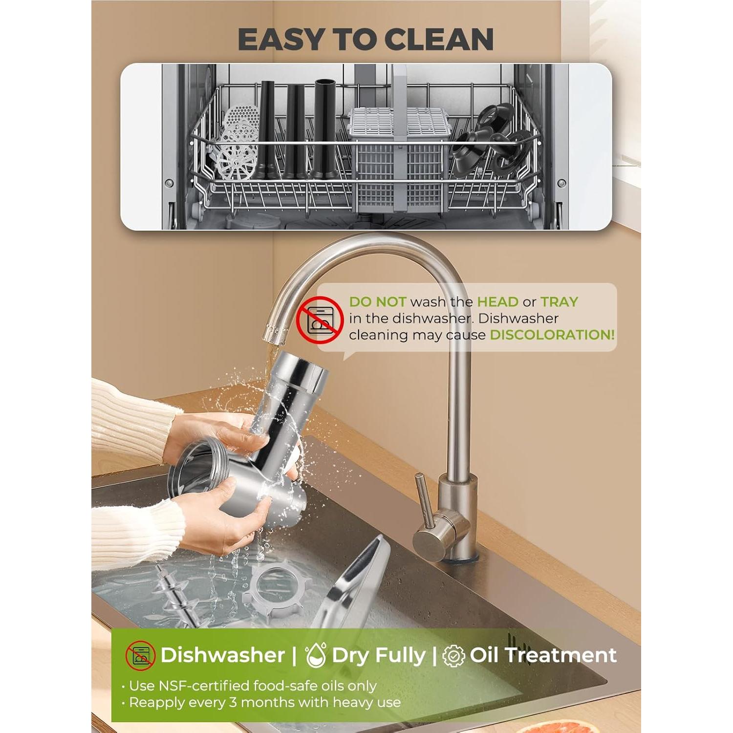 Picadora de Carne Eléctrica 3200W Flyseago 6 en 1 Multifuncional