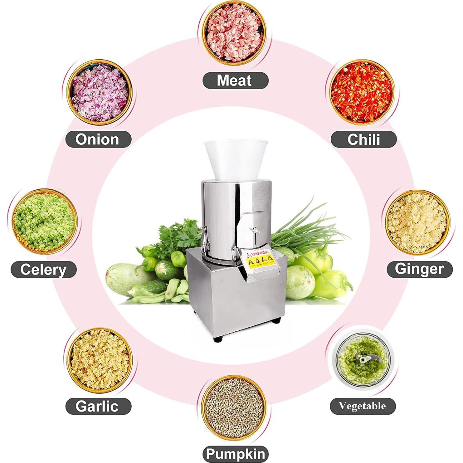 Electric Vegetable Meat Chopper, Commercial Food Processor Professional Meat Grinder 110V 550W 120Kg/H Fully Stainless-Steel Body Carbon Steel Blades