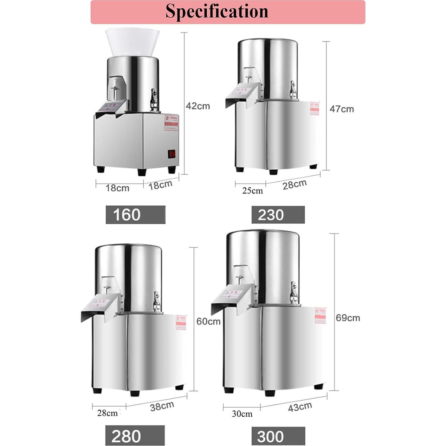 Electric Vegetable Meat Chopper, Commercial Food Processor Professional Meat Grinder 110V 550W 120Kg/H Fully Stainless-Steel Body Carbon Steel Blades
