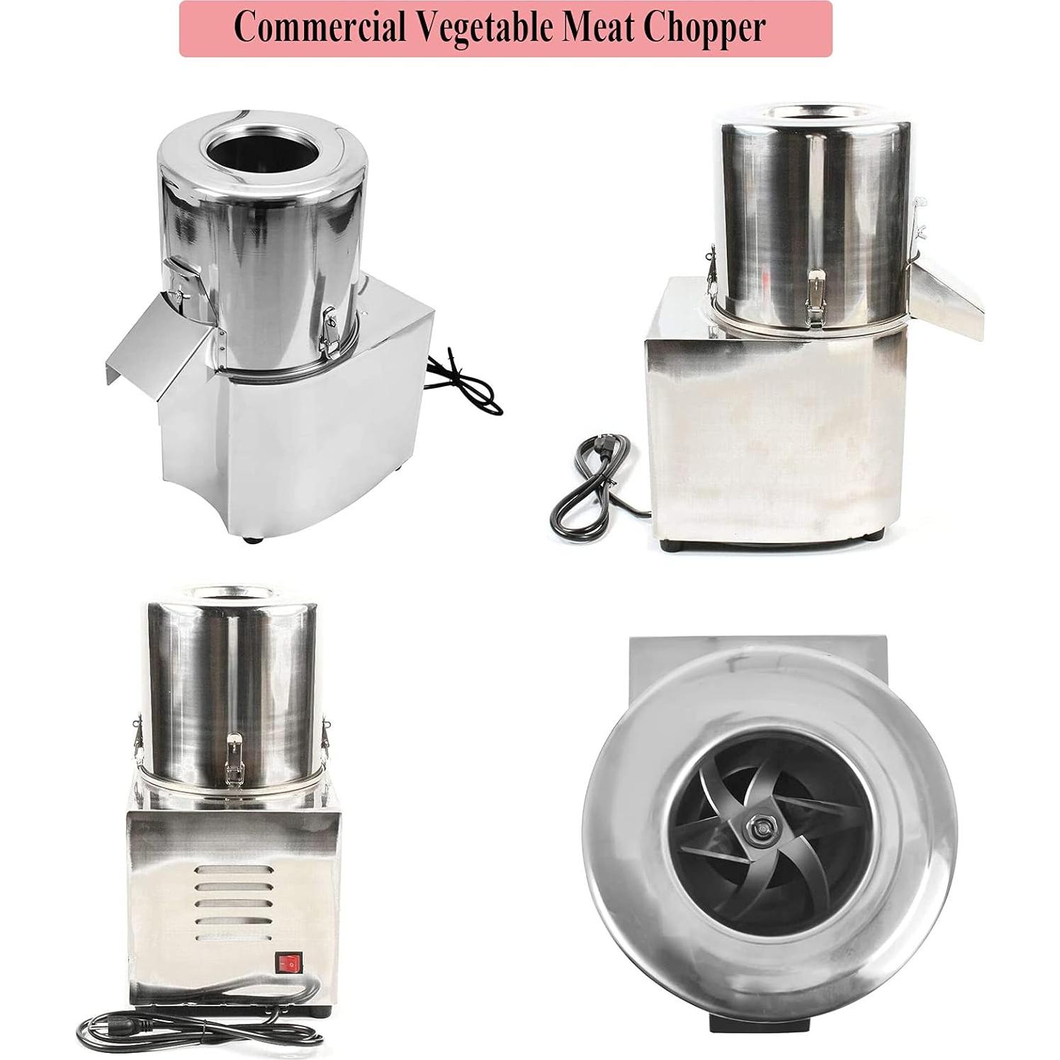 Electric Vegetable Meat Chopper, Commercial Food Processor Professional Meat Grinder 110V 550W 120Kg/H Fully Stainless-Steel Body Carbon Steel Blades