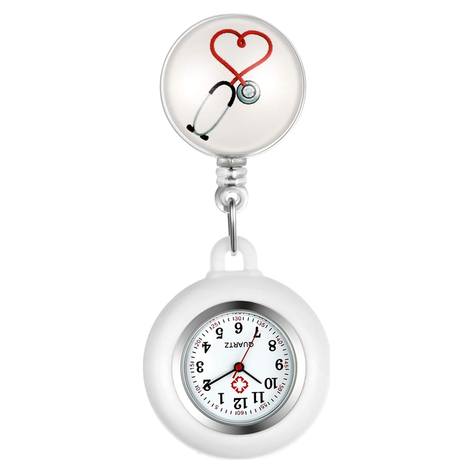 Reloj de enfermera Lancardo retráctil con clip y segundero