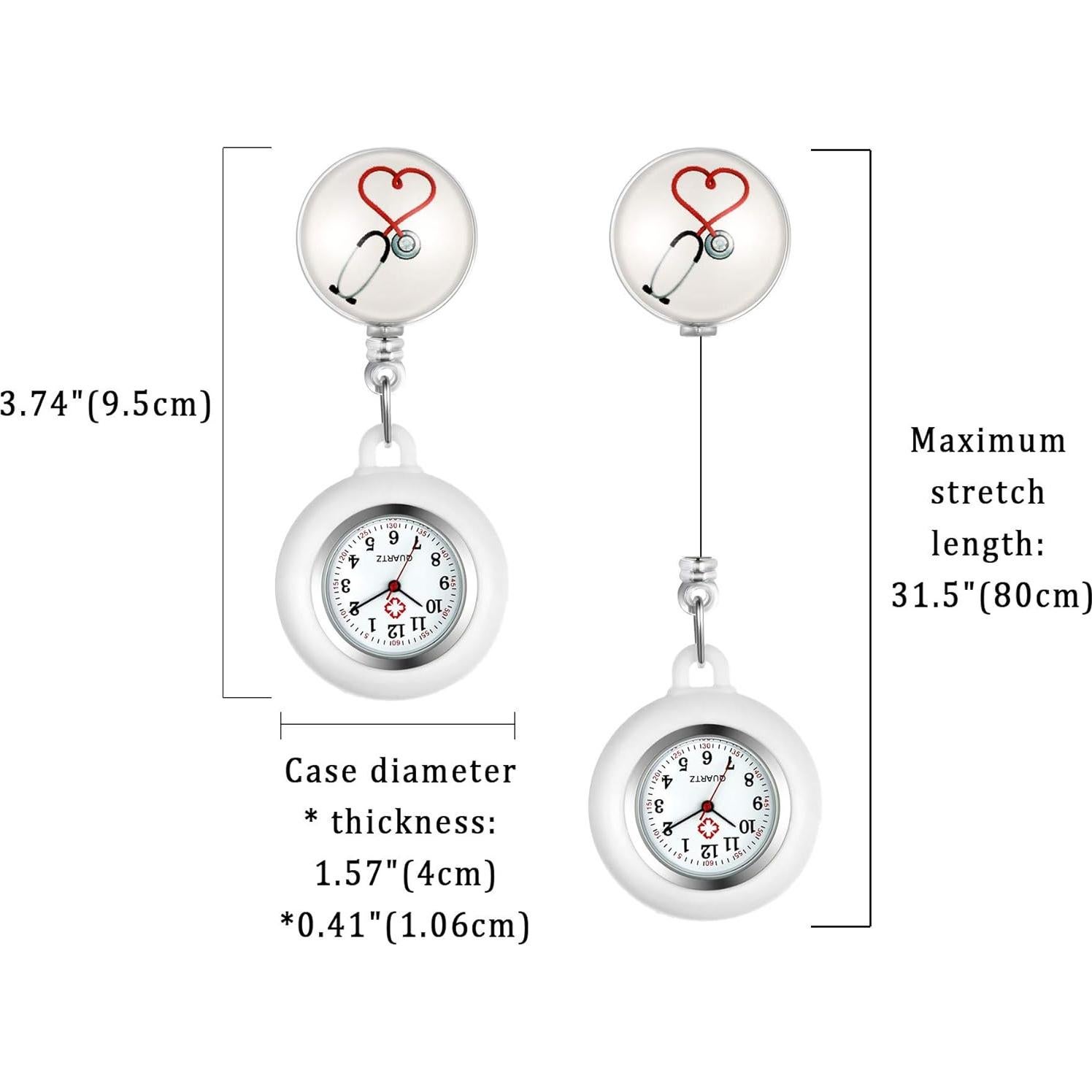 Reloj de enfermera Lancardo retráctil con clip y segundero