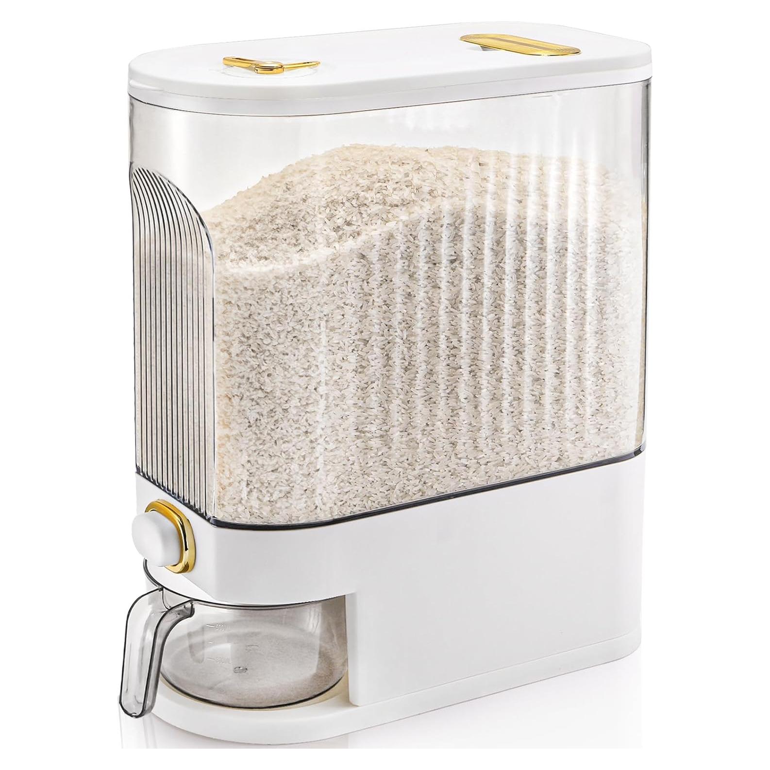 Dispensador de Arroz Cididu 22 lbs Transparente con Taza Medidora