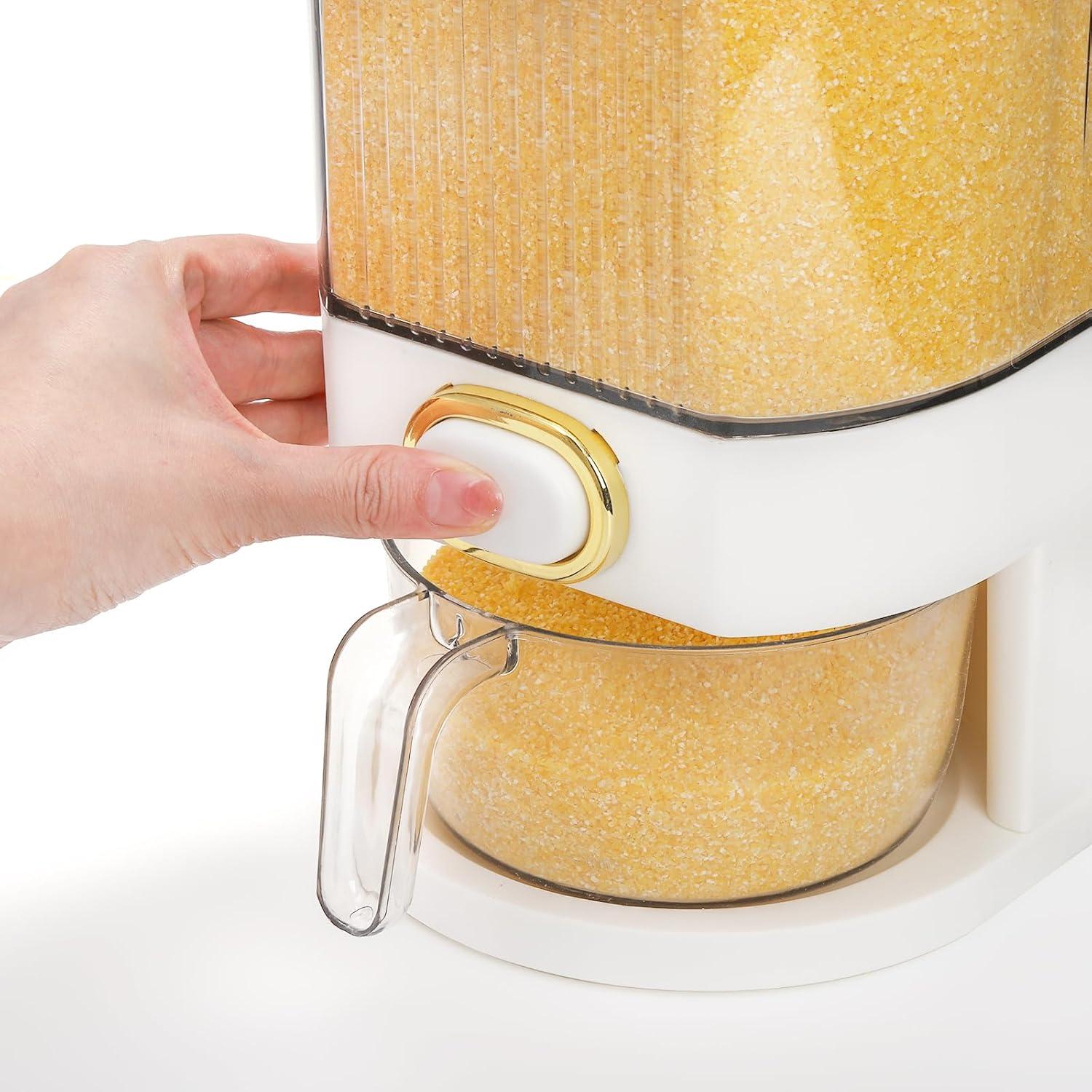 Dispensador de Arroz Cididu 22 lbs Transparente con Taza Medidora