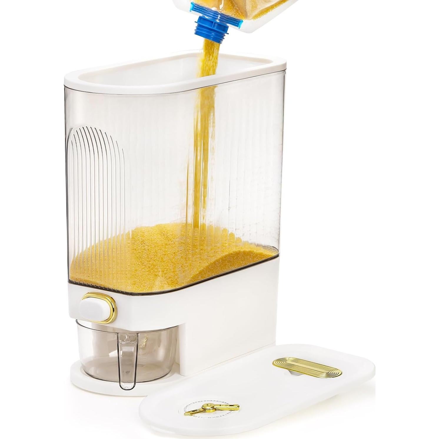 Dispensador de Arroz Cididu 22 lbs Transparente con Taza Medidora