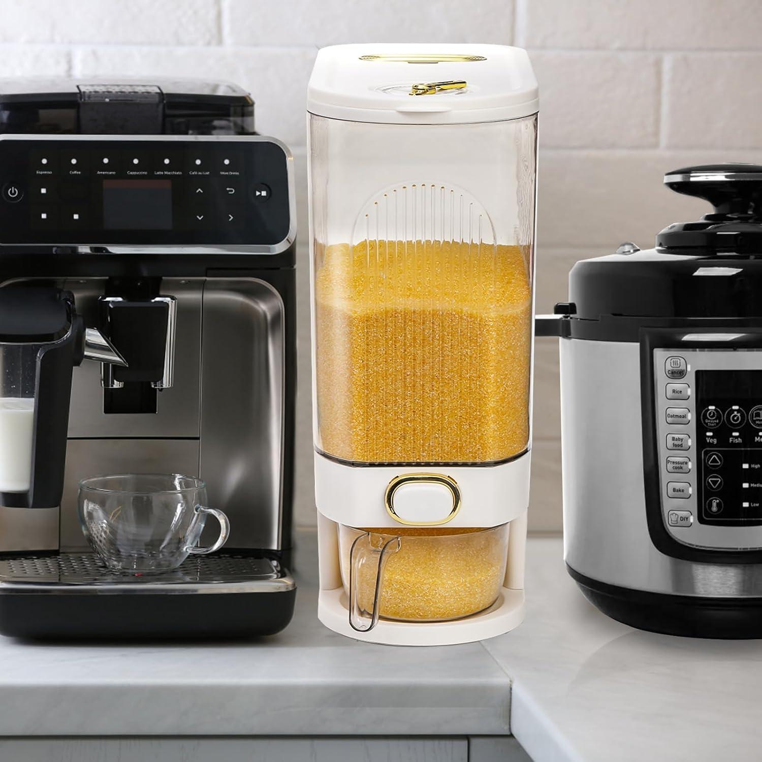 Dispensador de Arroz Cididu 22 lbs Transparente con Taza Medidora