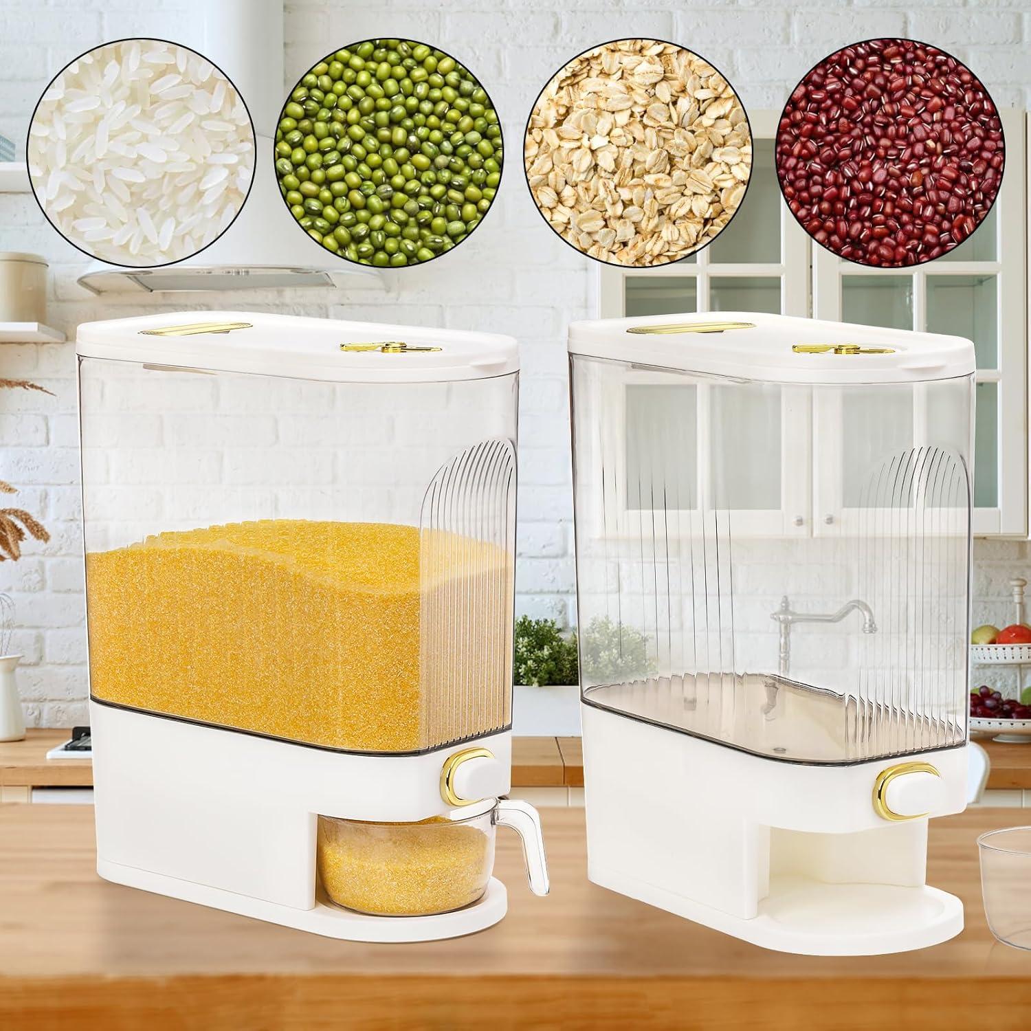 Dispensador de Arroz Cididu 22 lbs Transparente con Taza Medidora