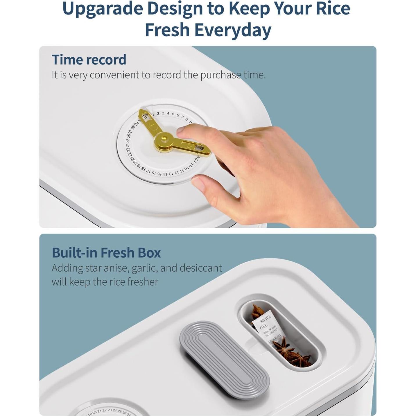 Dispensador de arroz Lenwi 11 lbs libre de BPA - Gris