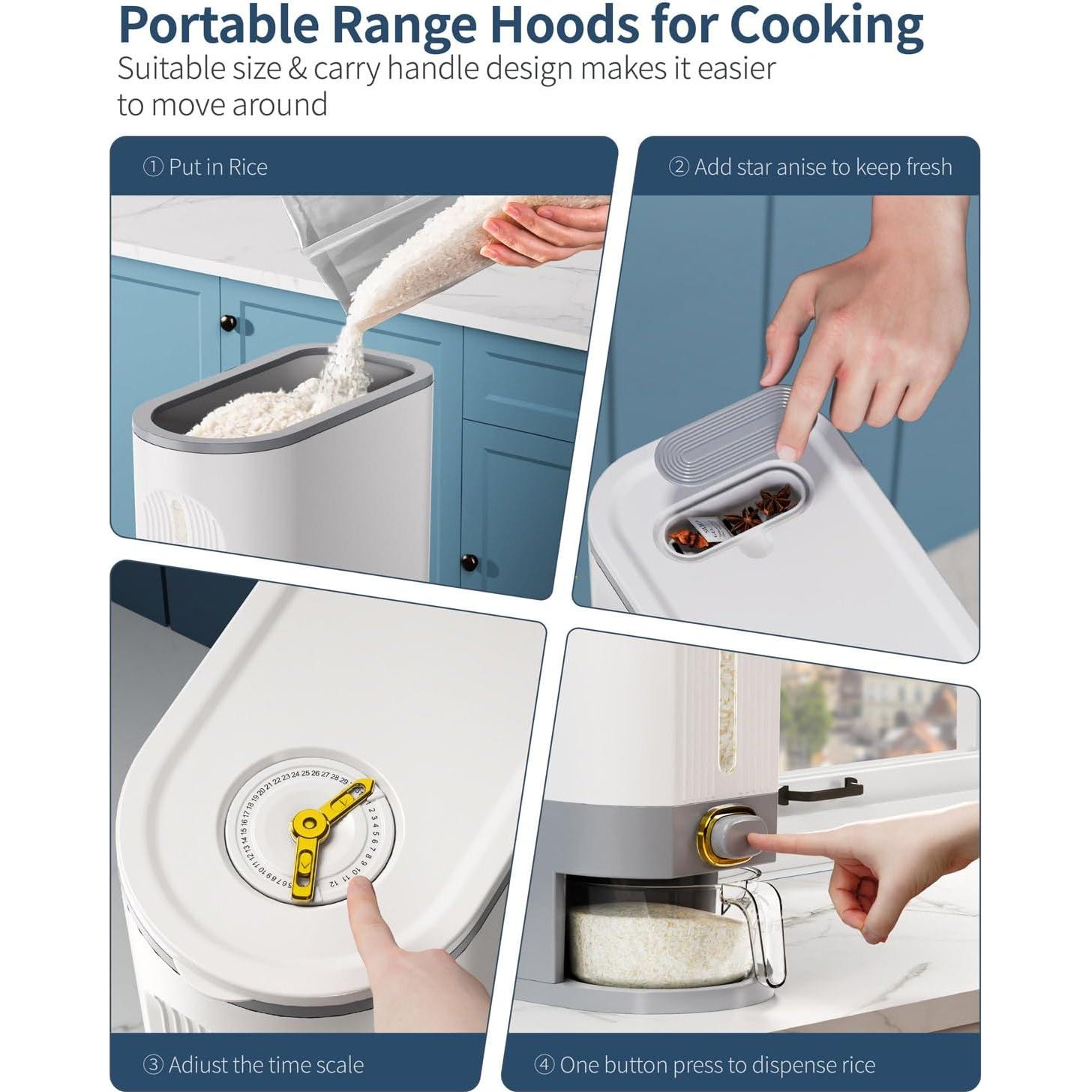 Dispensador de arroz Lenwi 11 lbs libre de BPA - Gris