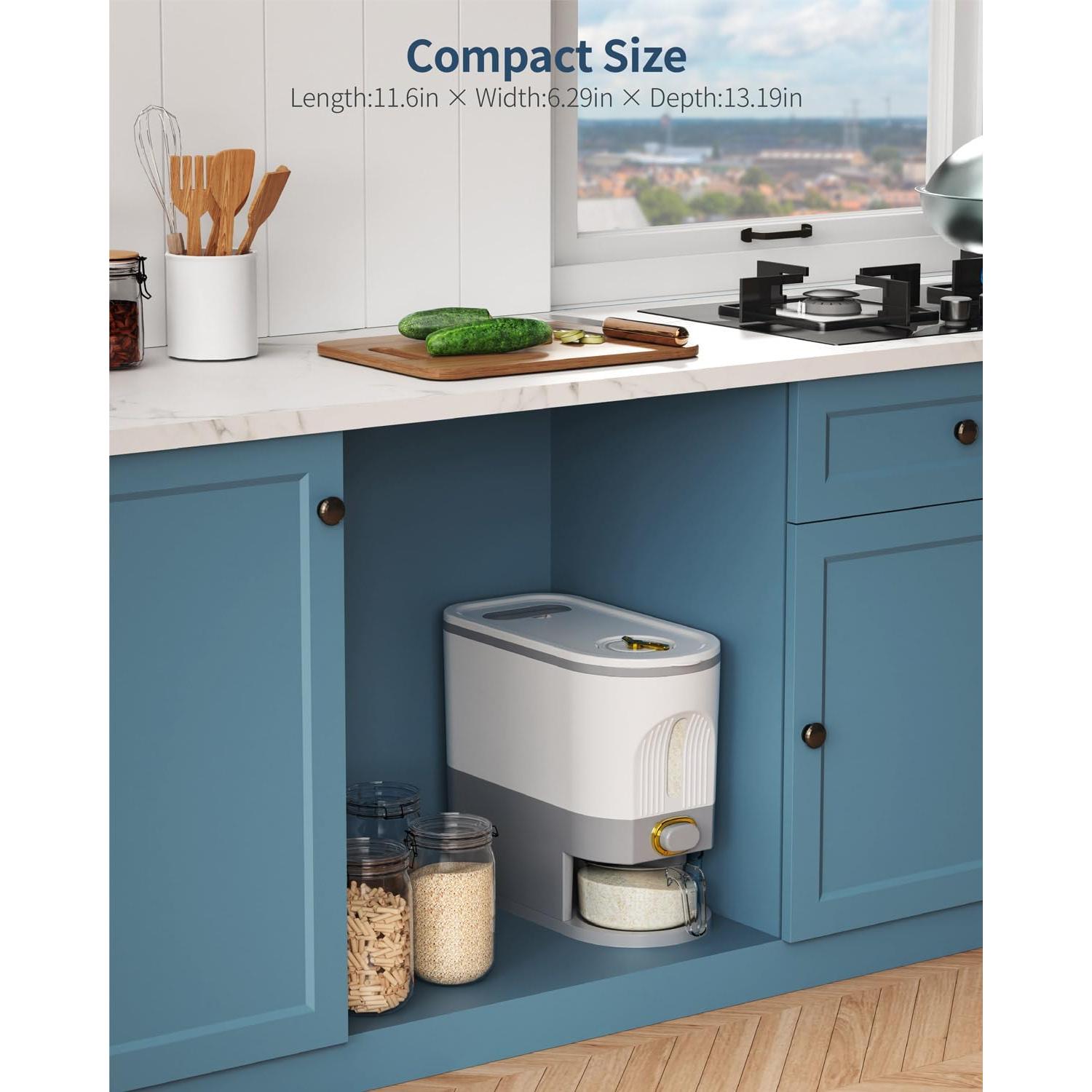 Dispensador de arroz Lenwi 11 lbs libre de BPA - Gris