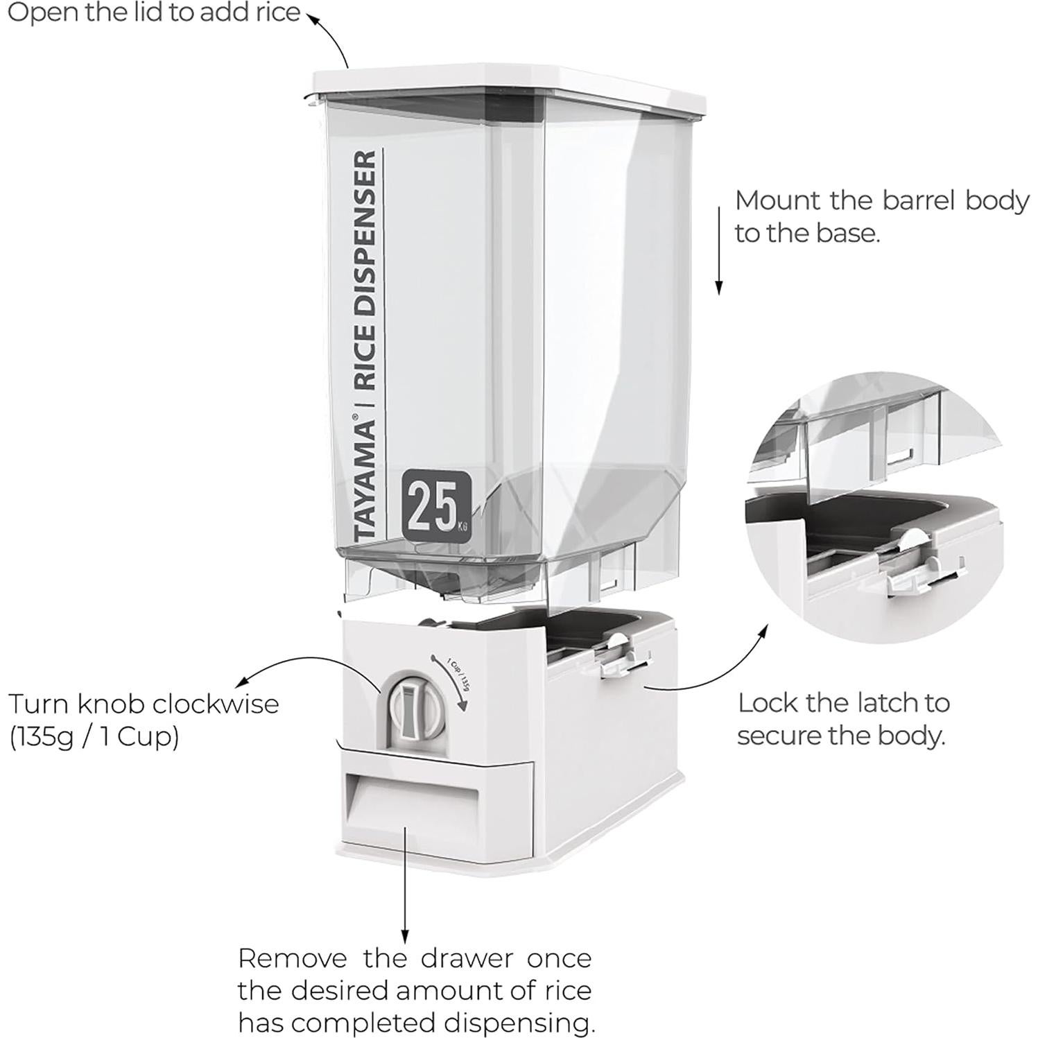 Dispensador de Arroz Tayama 25 kg Blanco Automático